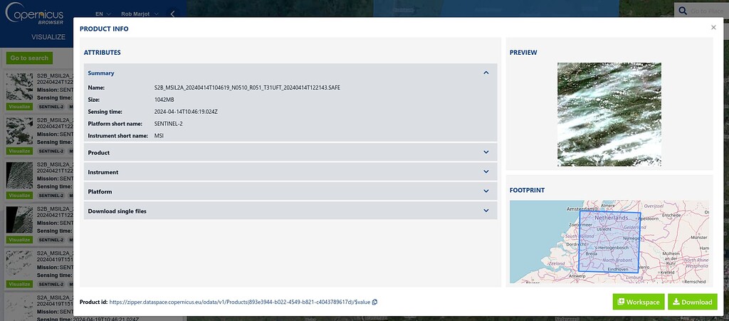 Sentinel-2 S2A acquisition-based WM(T)S access through CDSE SentinelHub ...